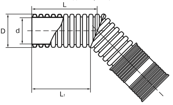 Отвод гофрированный 45° для ливневых труб в наличии в Ростове
