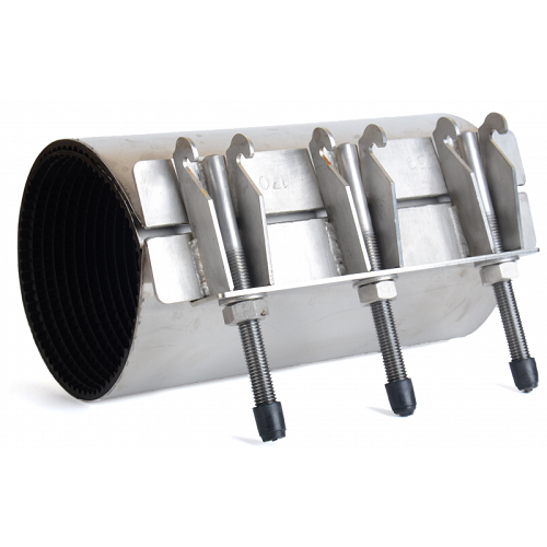 Ремонтные хомуты из нержавеющей стали на болтах